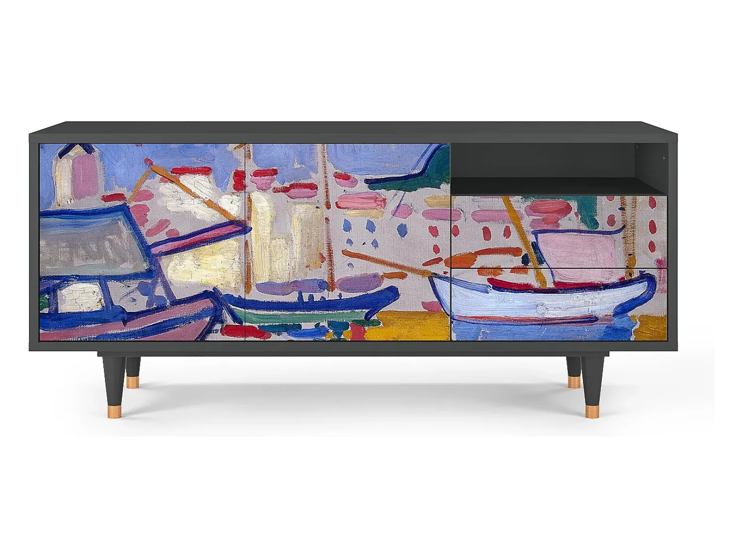 Mueble de TV - 125х56х41 cm - T7 - The Port of Collioure , Antracite^ Móvel De Tv