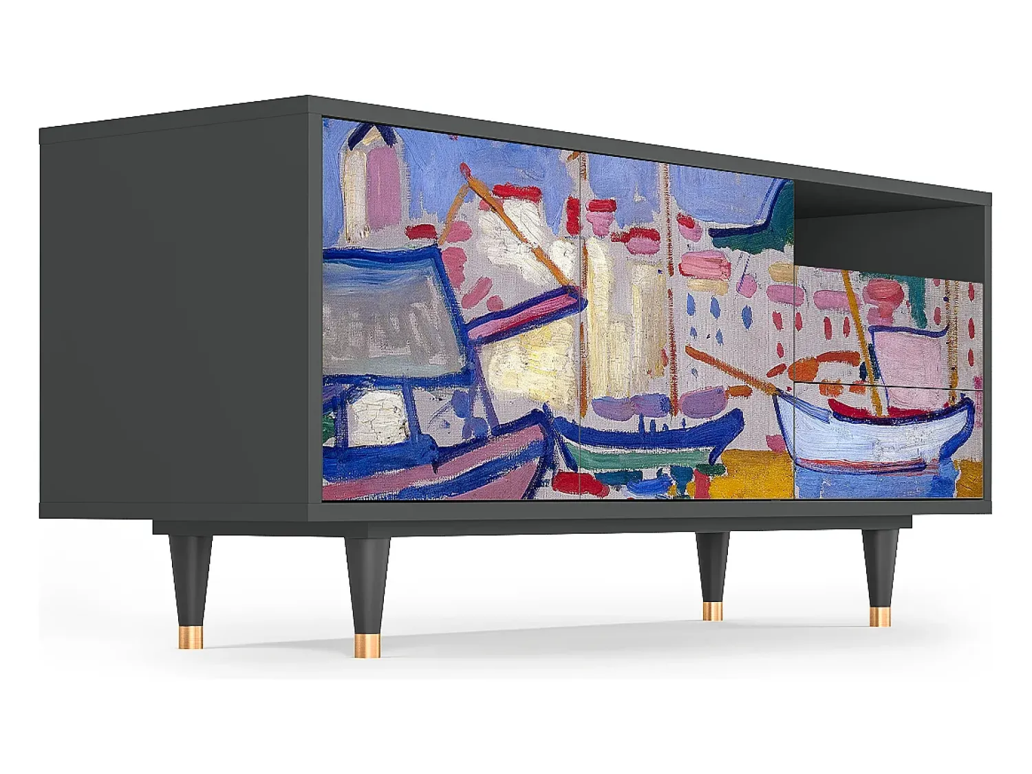 Mueble de TV - 125х56х41 cm - T7 - The Port of Collioure , Antracite^ Móvel De Tv