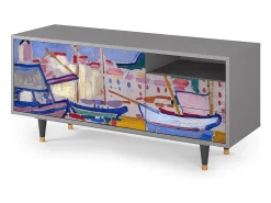 Sale Mueble de TV - 125х56х41 cm - T7 - The Port of Collioure , Cinza Cinzento