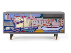 Sale Mueble de TV - 125х56х41 cm - T7 - The Port of Collioure , Cinza Cinzento