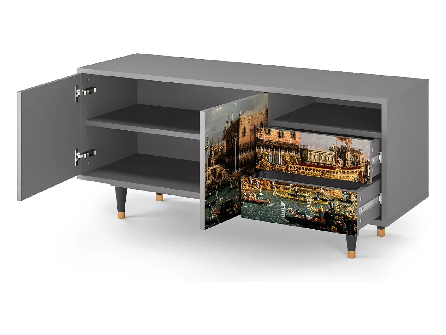 Mueble de TV - 125х56х41 cm - T7 - The Bucintoro, Cinza^ Móvel De Tv