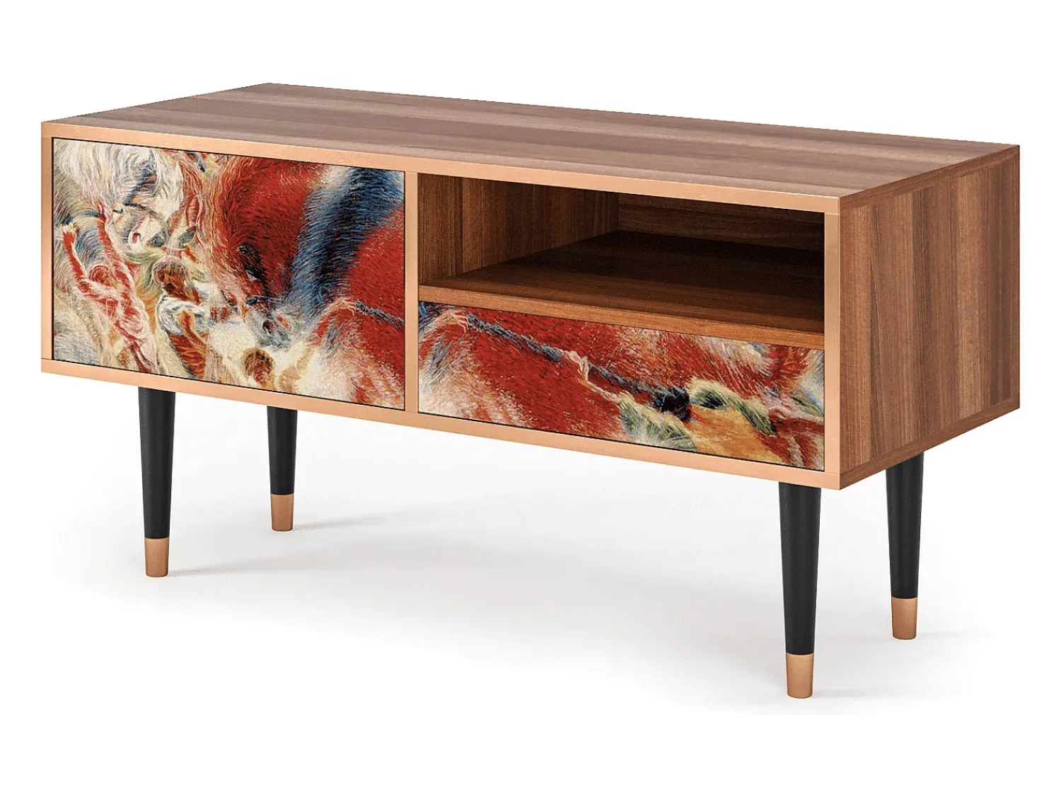 Móvel De Tv| Mueble de TV - 115х59х48 cm - T3 - The City Rises, Nogueira Castanho