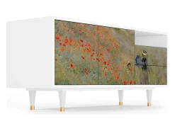 Hot Mueble de TV - 125х56х41 cm - T7 - The Poppy Field , Branco Bege
