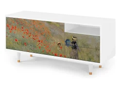 Hot Mueble de TV - 125х56х41 cm - T7 - The Poppy Field , Branco Bege