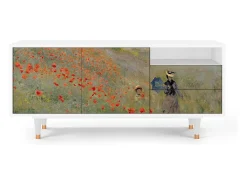 Hot Mueble de TV - 125х56х41 cm - T7 - The Poppy Field , Branco Bege