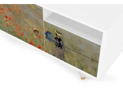 Hot Mueble de TV - 125х56х41 cm - T7 - The Poppy Field , Branco Bege