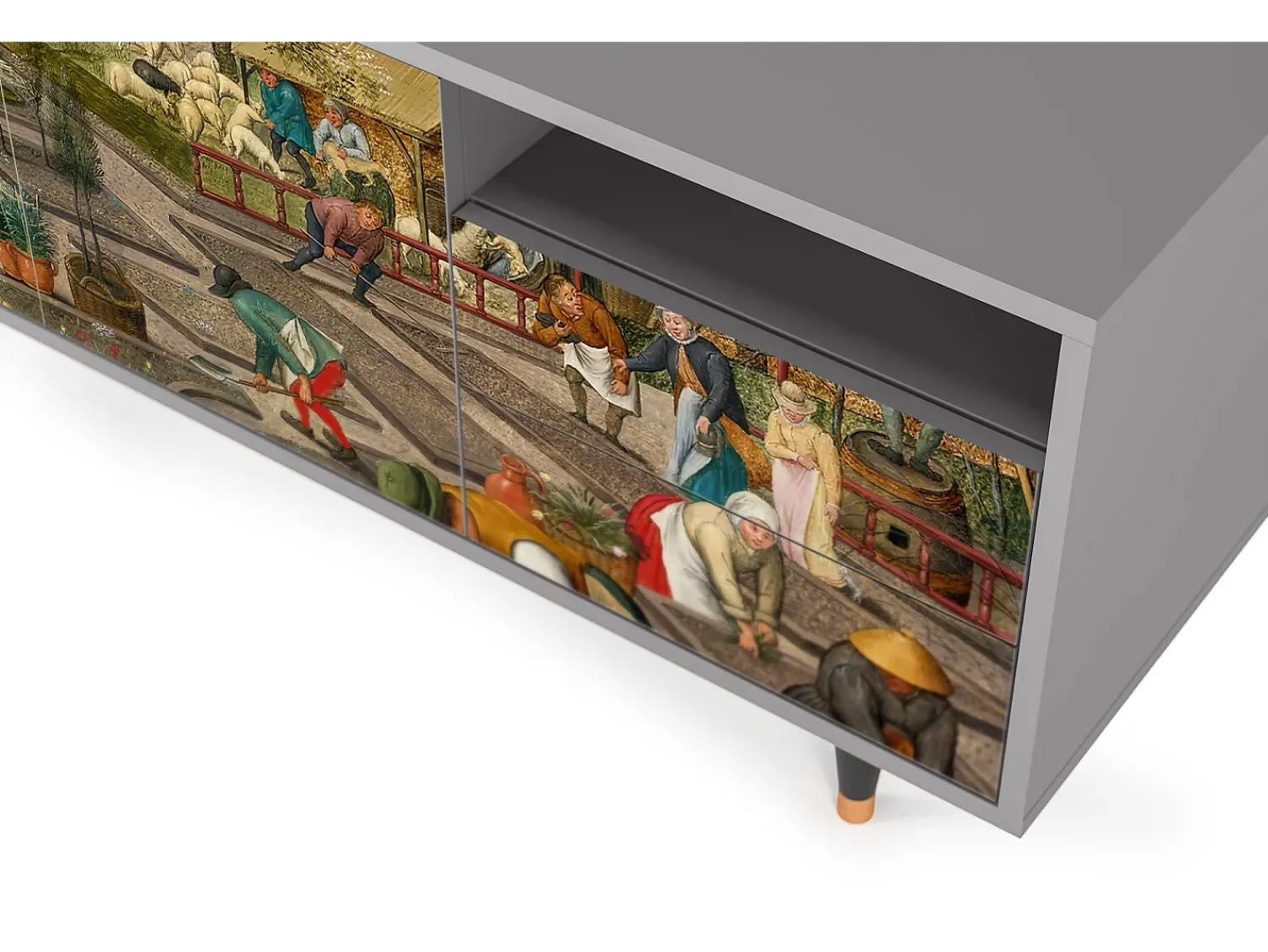 Clearance Mueble de TV - 125х56х41 cm - T7 - The Younger - Spring, Cinza Cinzento