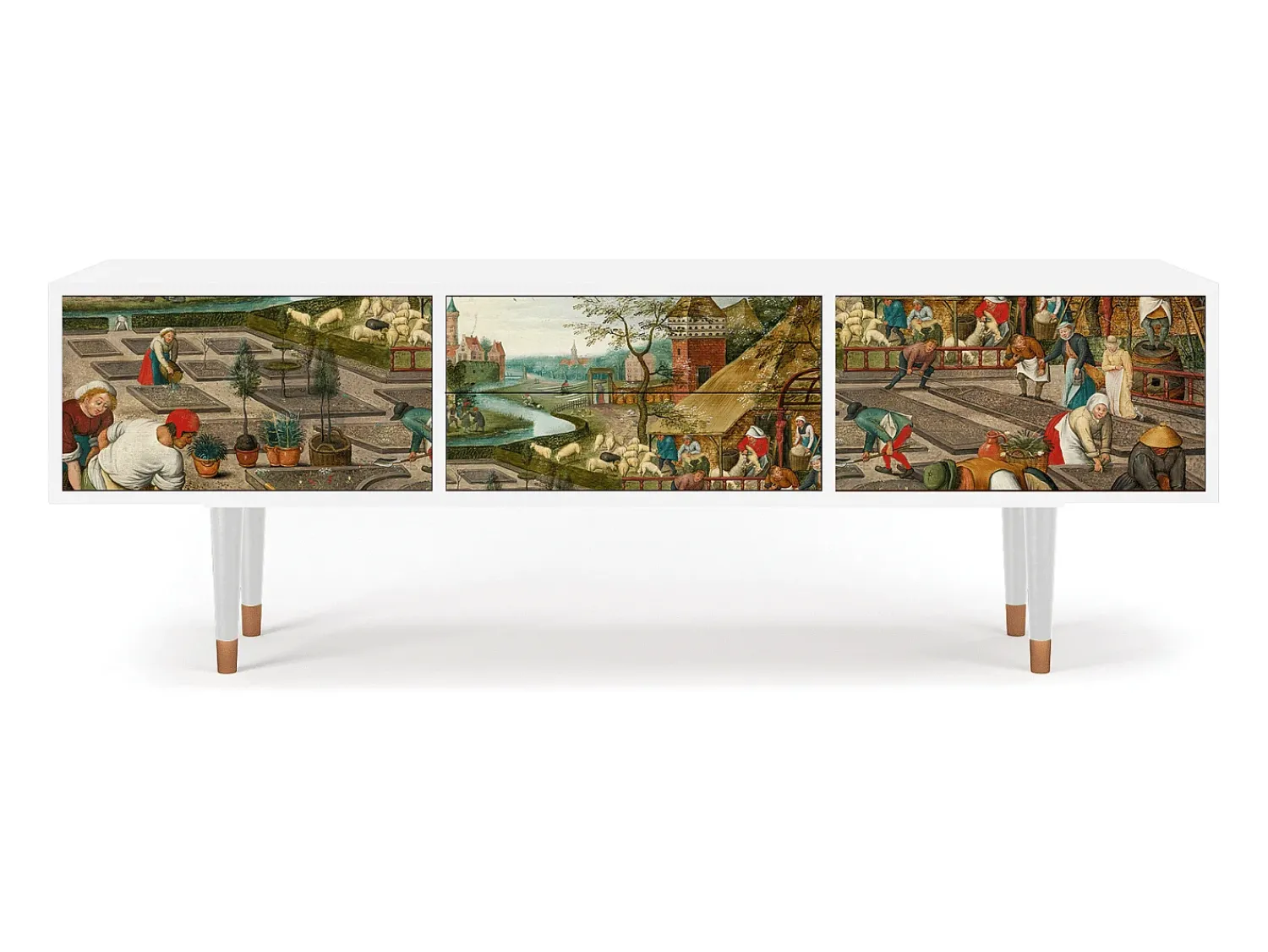 Móvel De Tv* Mueble de TV - 170х59х48 cm - T4 - The Younger - Spring, Branco Bege