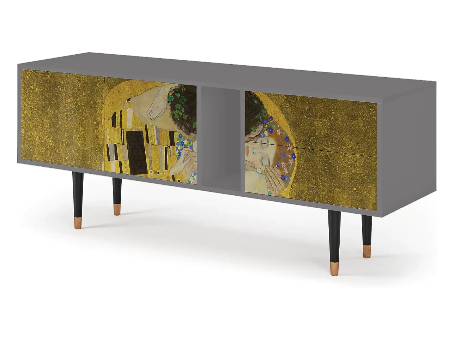 Móvel De Tv| Mueble de TV - 170х69х48 cm - T1 - The Kiss by Klimt , Cinza Cinzento