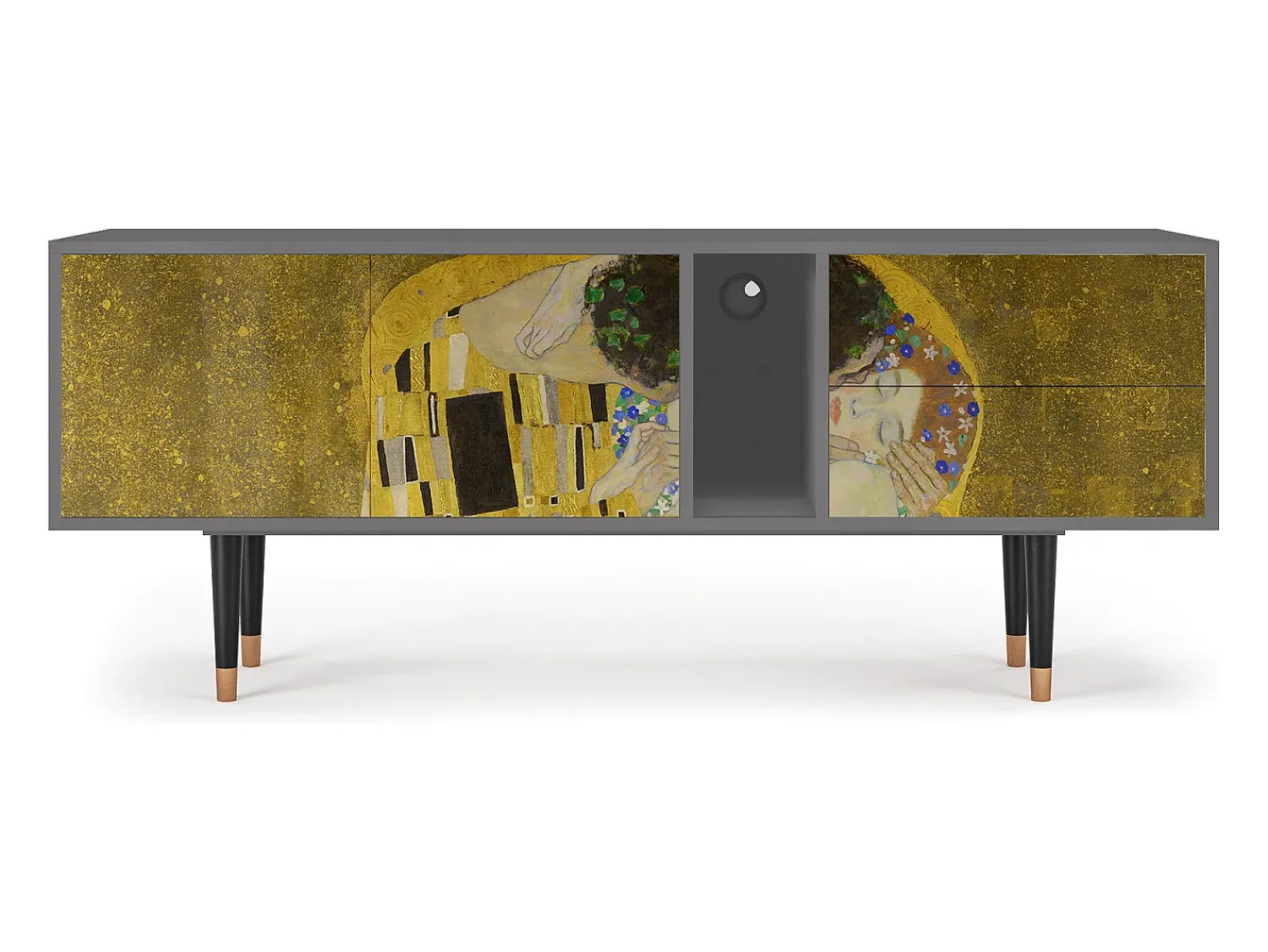 Móvel De Tv| Mueble de TV - 170х69х48 cm - T1 - The Kiss by Klimt , Cinza Cinzento