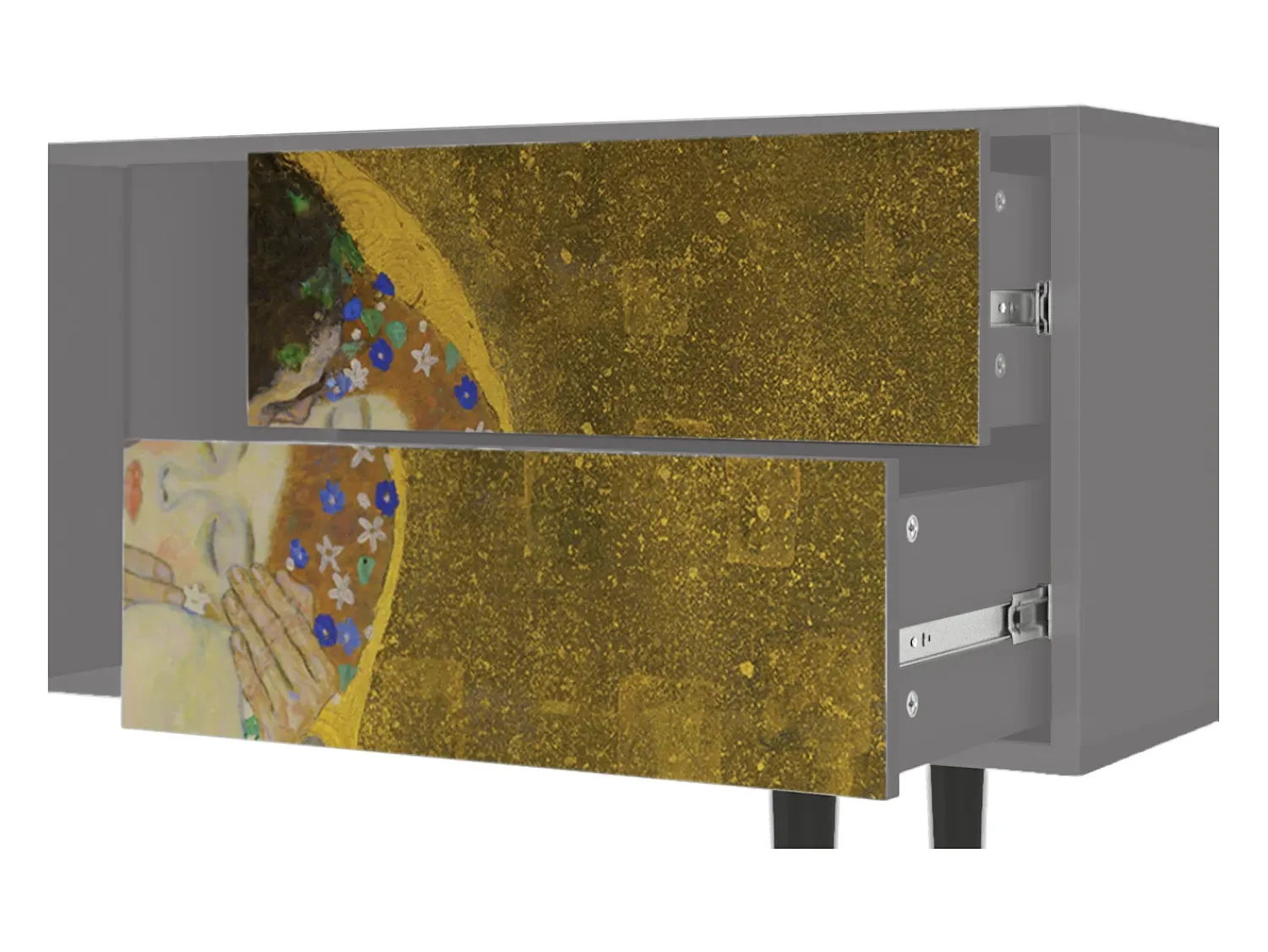 Móvel De Tv| Mueble de TV - 170х69х48 cm - T1 - The Kiss by Klimt , Cinza Cinzento