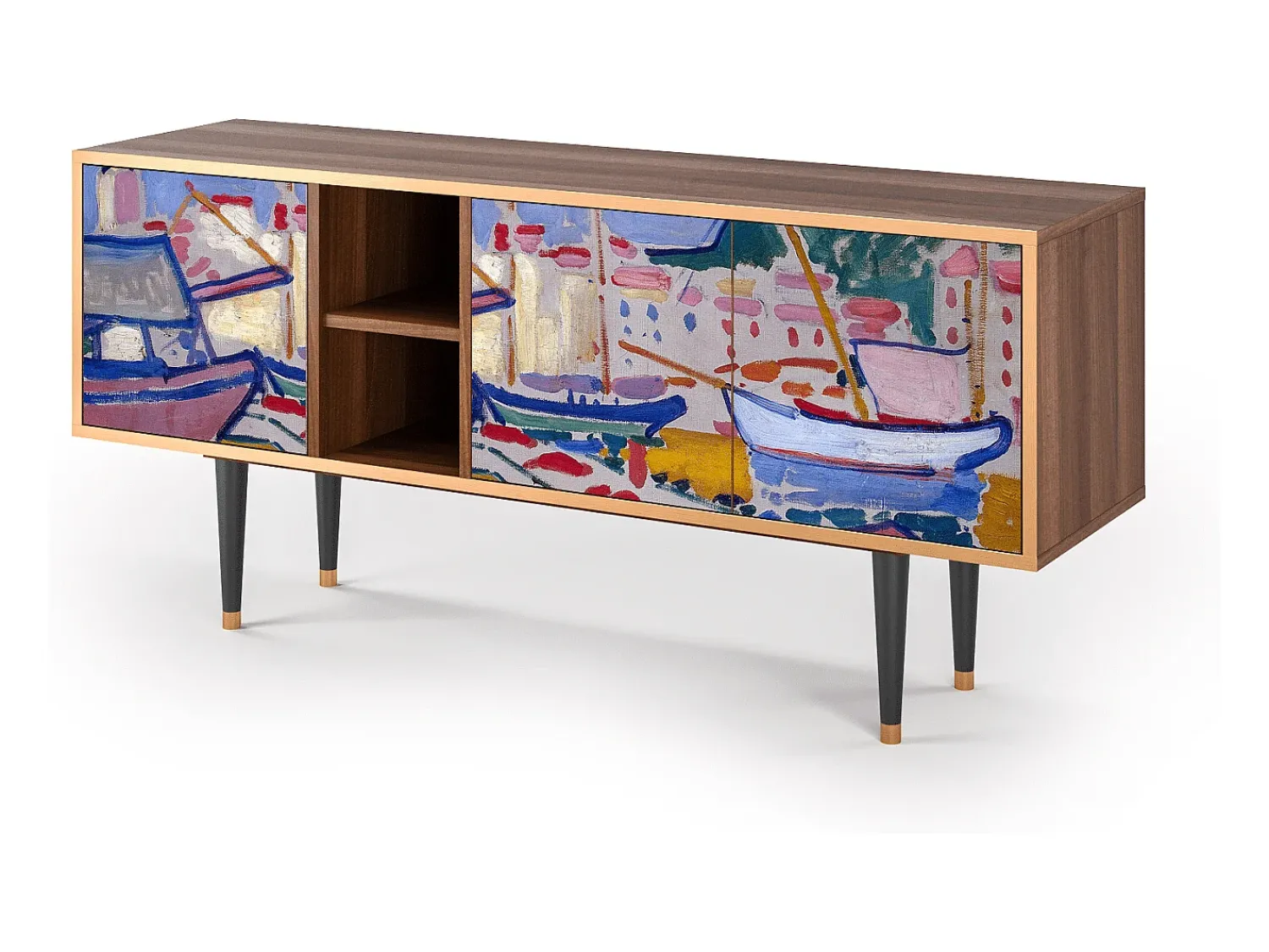 Discount Mueble de TV - 150х69х41 cm - T5 - The Port of Collioure , Nogueira Castanho