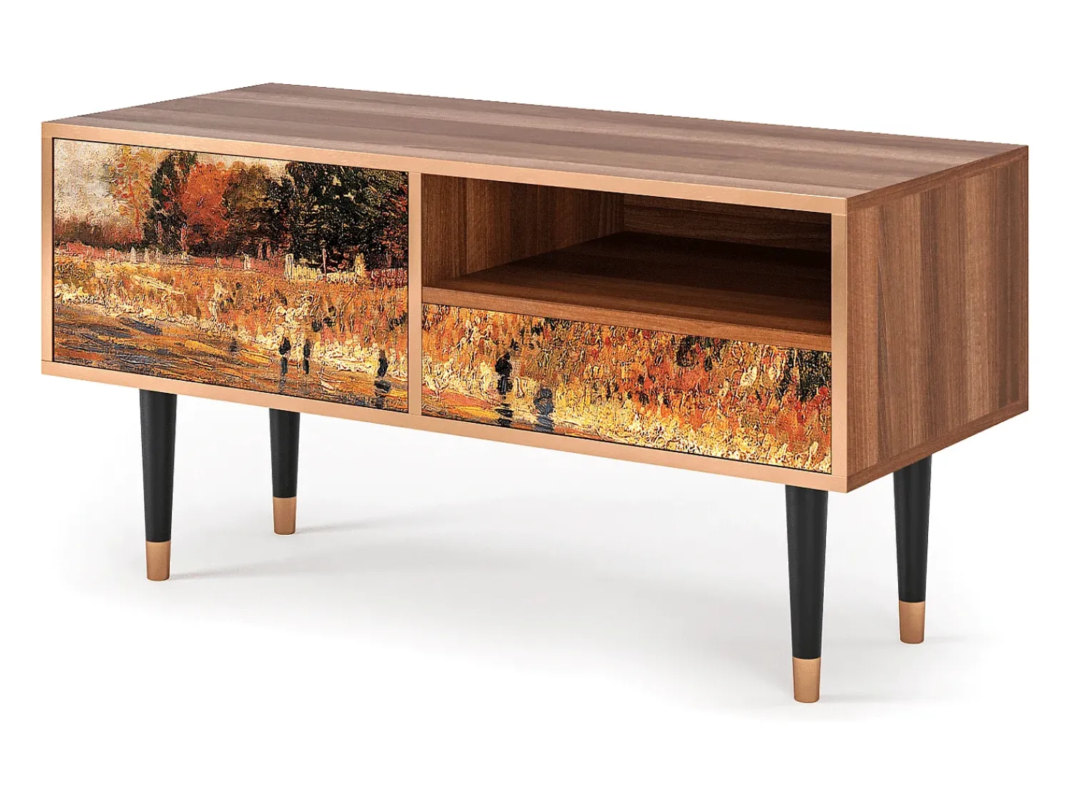 Móvel De Tv* Mueble de TV - 115х59х48 cm - T3 - The Banks, Nogueira Castanho