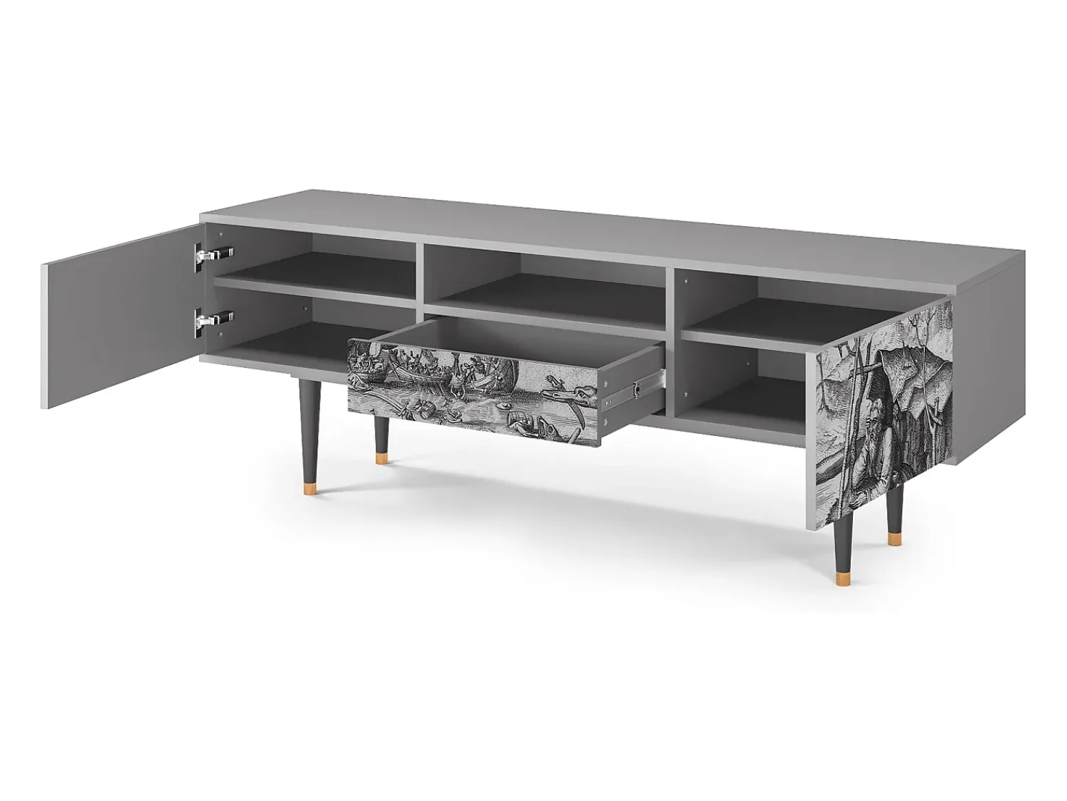 Móvel De Tv* Mueble de TV - 170х59х41 cm - T6 - The Temptation, Cinza Cinzento