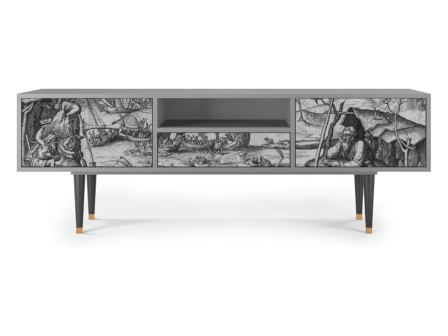 Móvel De Tv* Mueble de TV - 170х59х41 cm - T6 - The Temptation, Cinza Cinzento