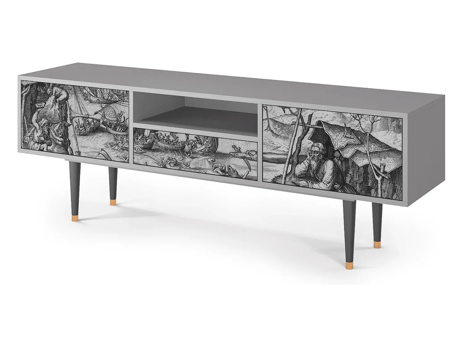 Móvel De Tv* Mueble de TV - 170х59х41 cm - T6 - The Temptation, Cinza Cinzento