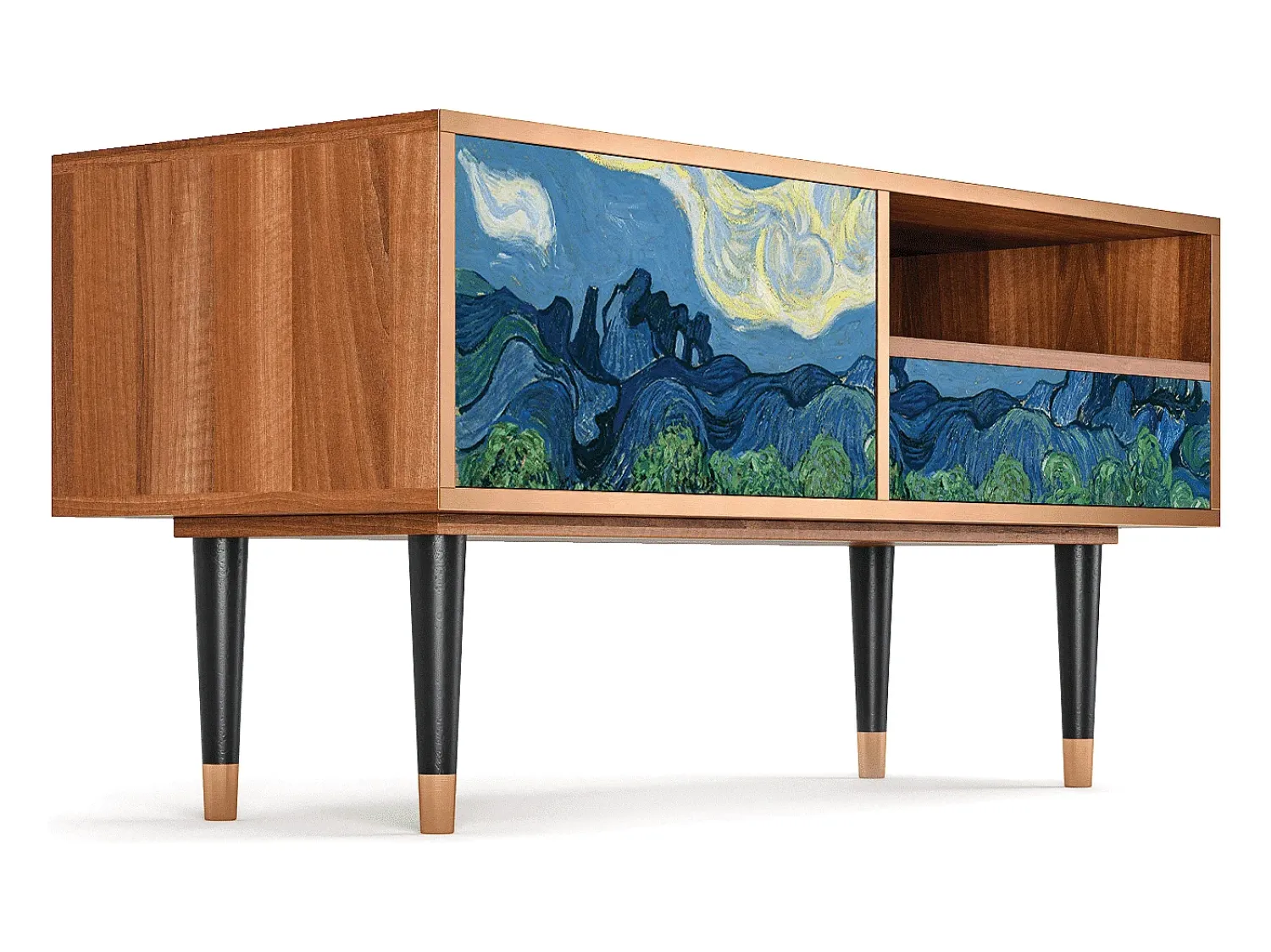 Móvel De Tv* Mueble de TV - 115х59х48 cm - T3 - The Oil Trees, Nogueira Castanho
