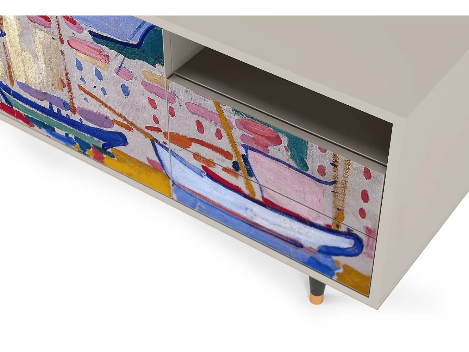 Discount Mueble de TV - 125х56х41 cm - T7 - The Port of Collioure , Areia Bege