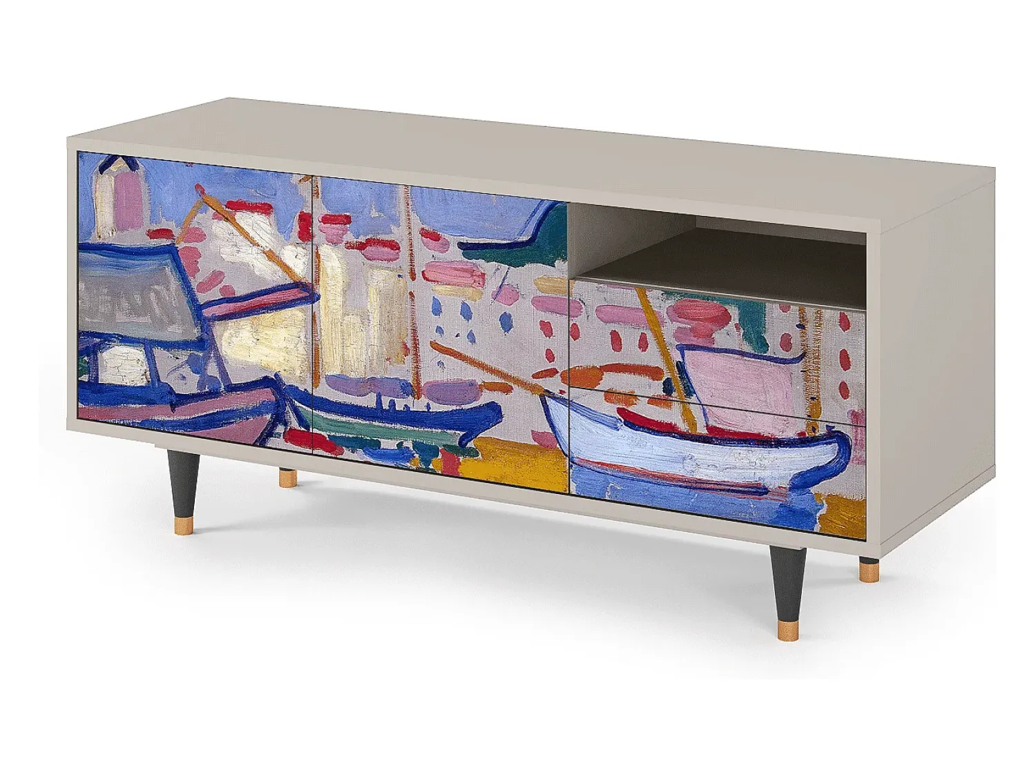 Discount Mueble de TV - 125х56х41 cm - T7 - The Port of Collioure , Areia Bege