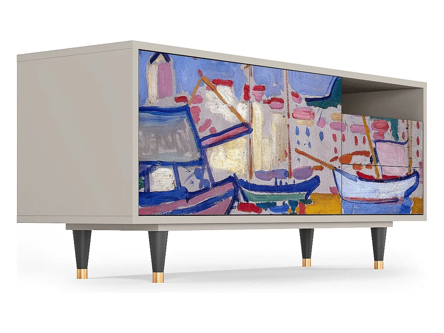 Discount Mueble de TV - 125х56х41 cm - T7 - The Port of Collioure , Areia Bege