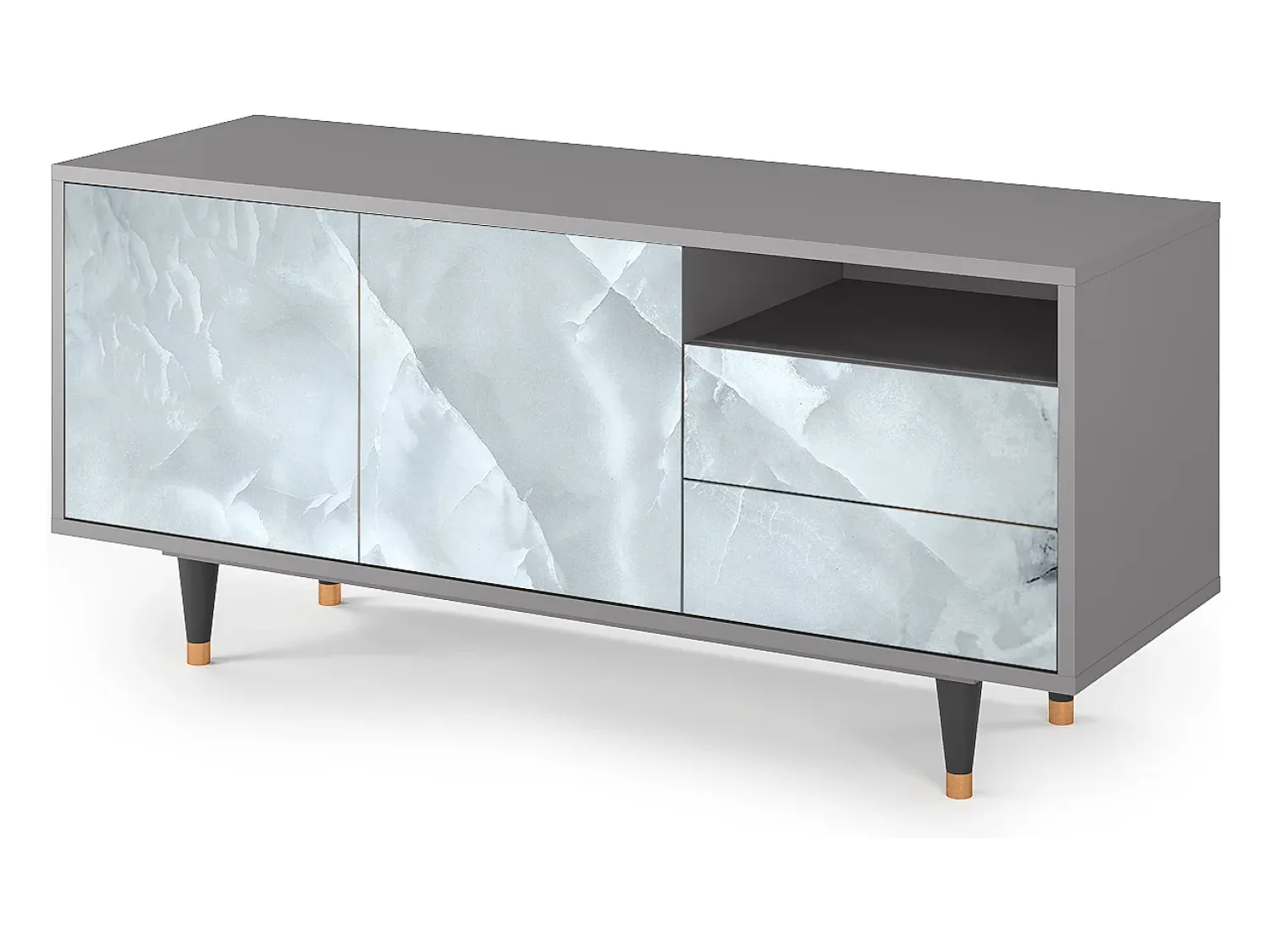 Móvel De Tv| Mueble de TV - 125х56х41 cm - T7 - The Onyx, Cinza Cinzento