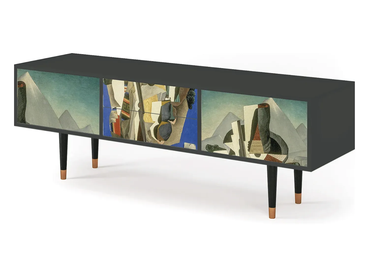 Móvel De Tv| Mueble de TV - 170х59х48 cm - T4 - The Cubist Paintings , Antracite Cinza antracite