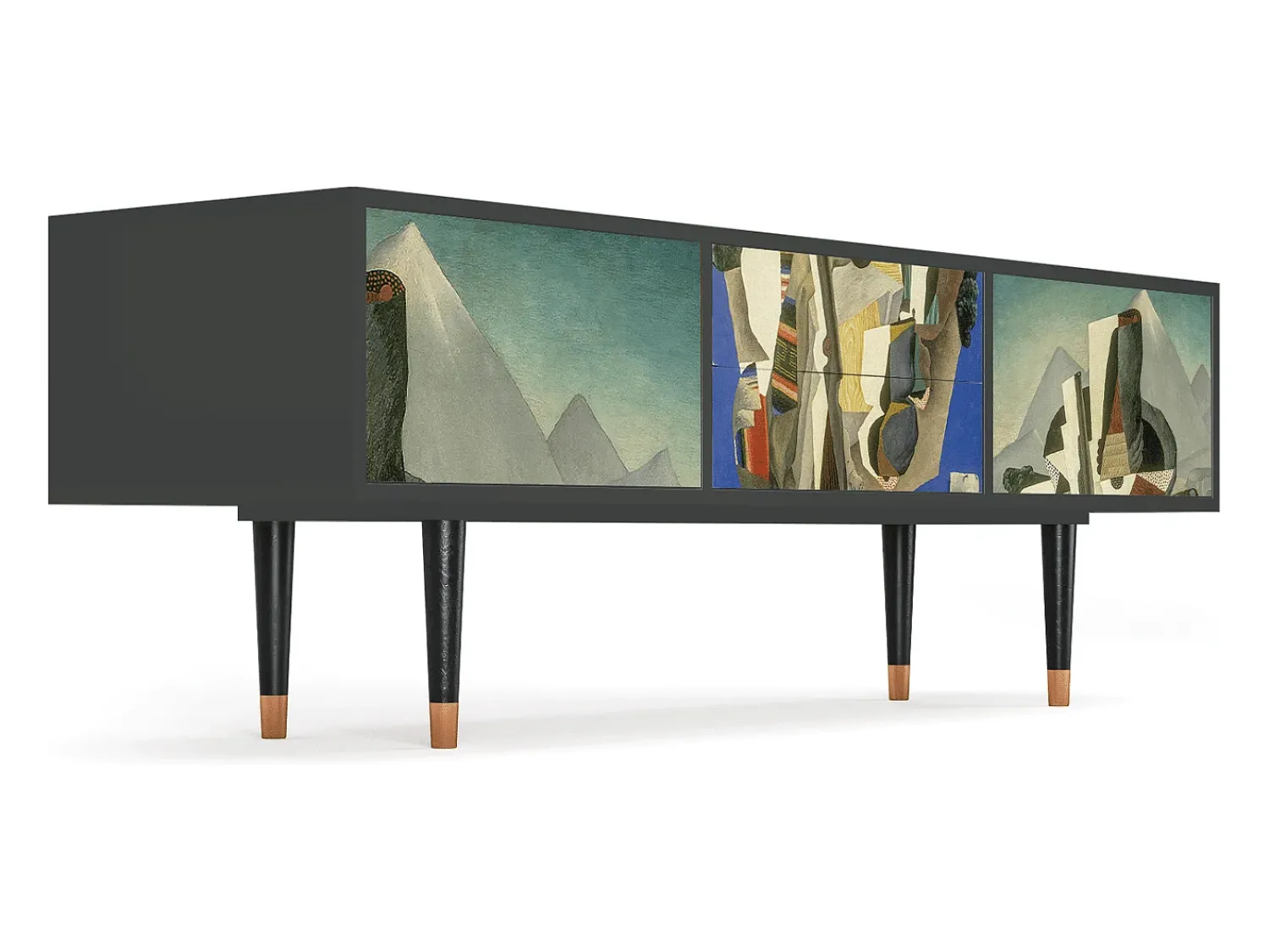 Móvel De Tv| Mueble de TV - 170х59х48 cm - T4 - The Cubist Paintings , Antracite Cinza antracite