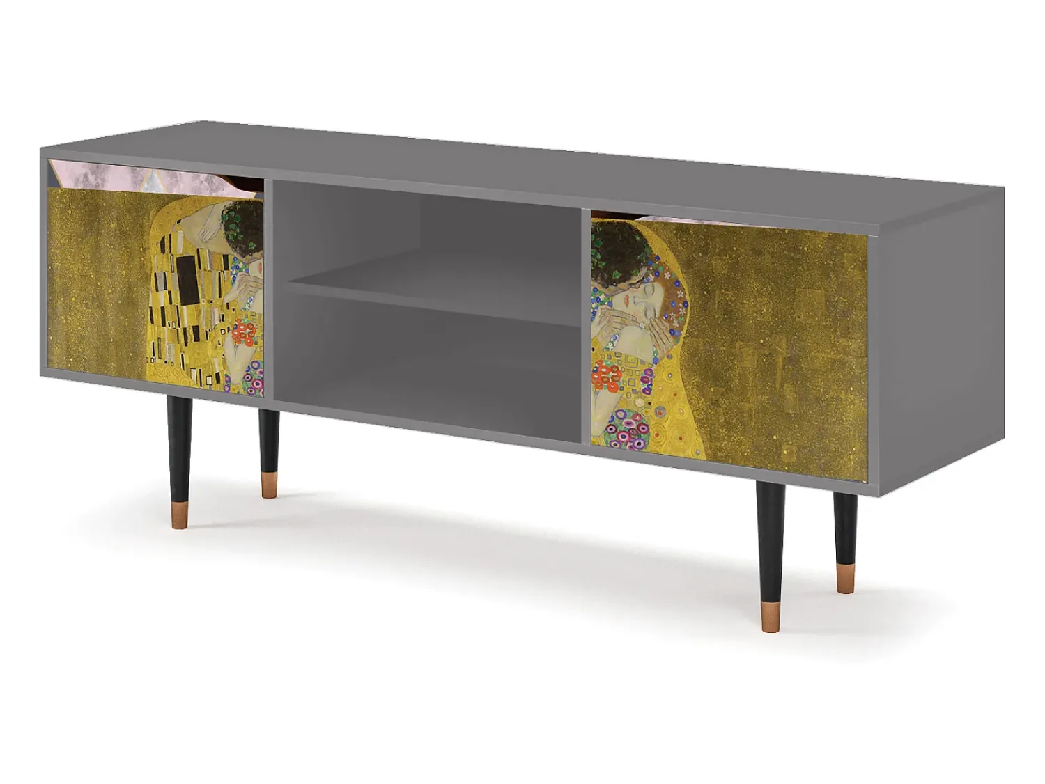 Móvel De Tv* Mueble de TV - 170х69х48 cm - T2 - The Kiss by Klimt , Cinza Cinzento