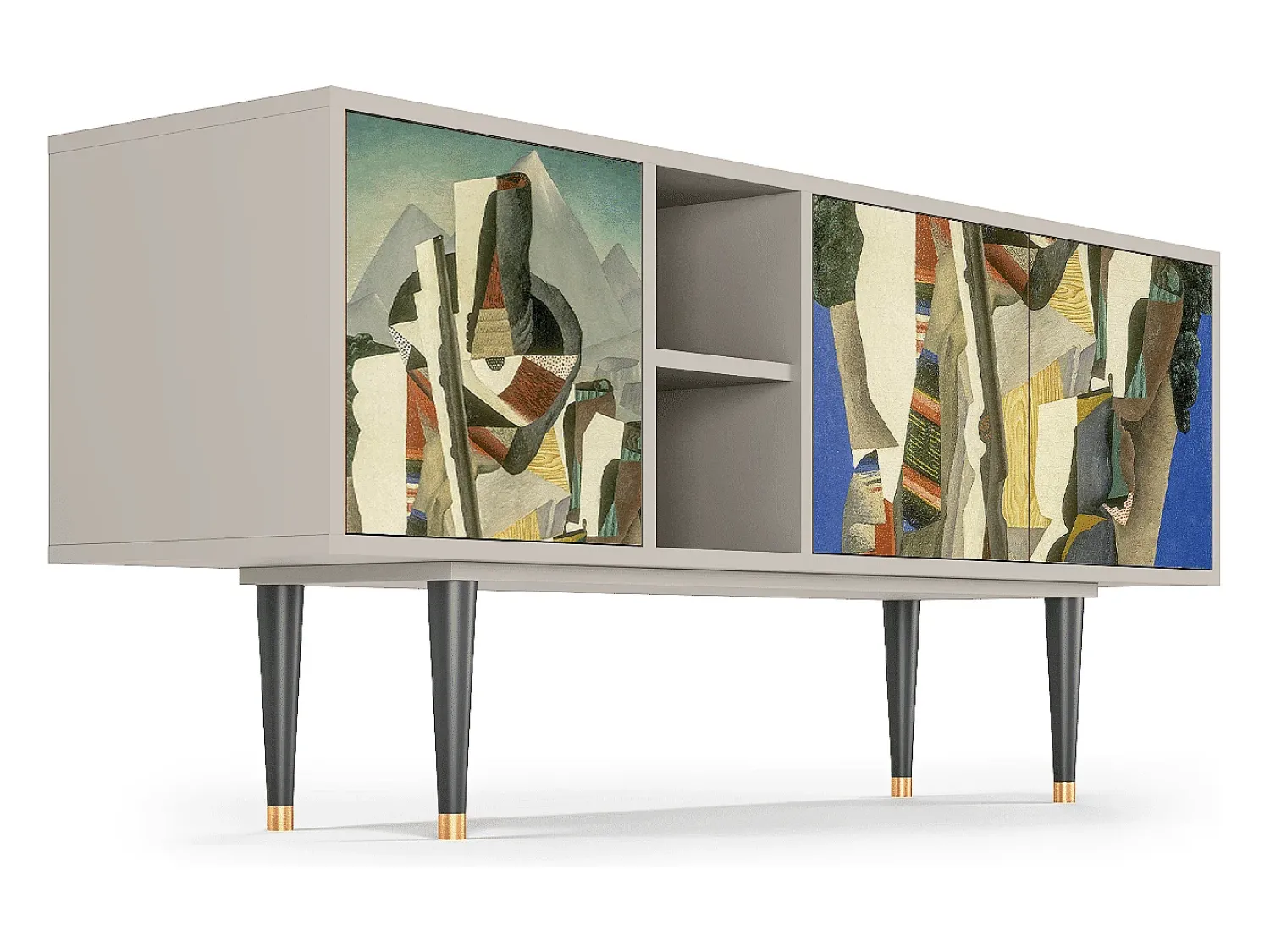 Móvel De Tv* Mueble de TV - 150х69х41 cm - T5 - The Cubist Paintings , Areia Bege