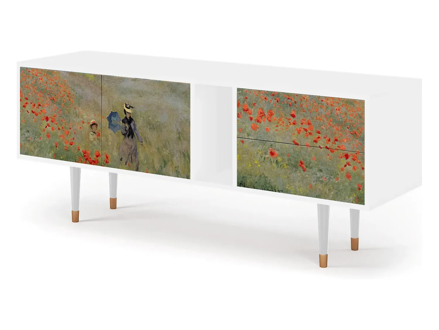 Móvel De Tv| Mueble de TV - 170х69х48 cm - T1 - The Poppy Field , Branco Bege