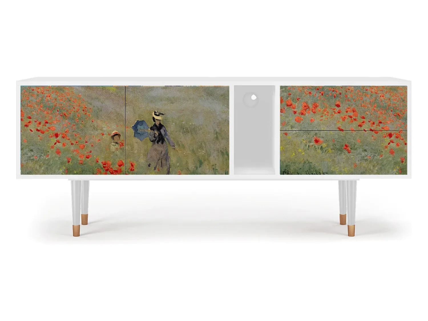 Móvel De Tv| Mueble de TV - 170х69х48 cm - T1 - The Poppy Field , Branco Bege