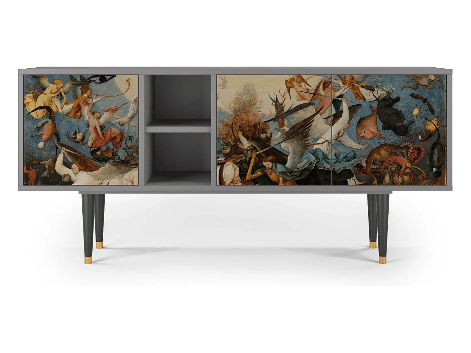 Móvel De Tv| Mueble de TV - 150х69х41 cm - T5 - The Fall, Cinza Cinzento
