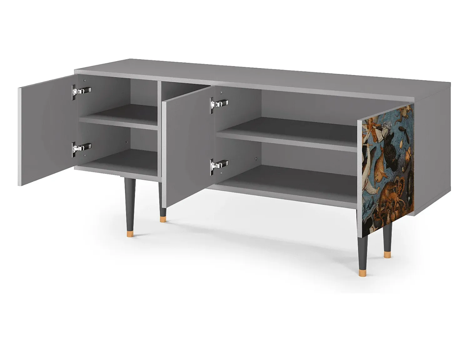 Móvel De Tv| Mueble de TV - 150х69х41 cm - T5 - The Fall, Cinza Cinzento