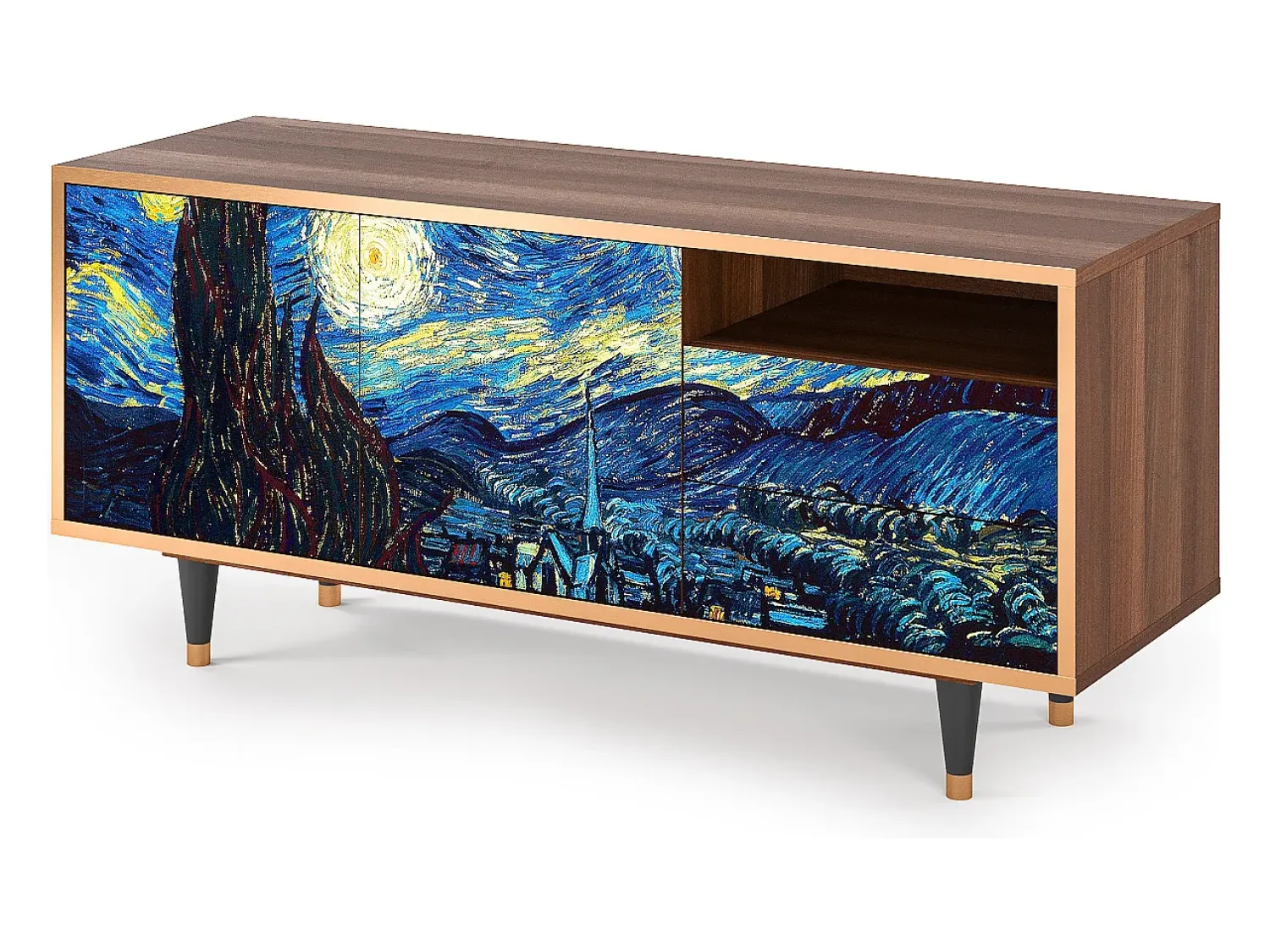 Móvel De Tv| Mueble de TV - 125х56х41 cm - T7 - The Starry Night , Nogueira Castanho