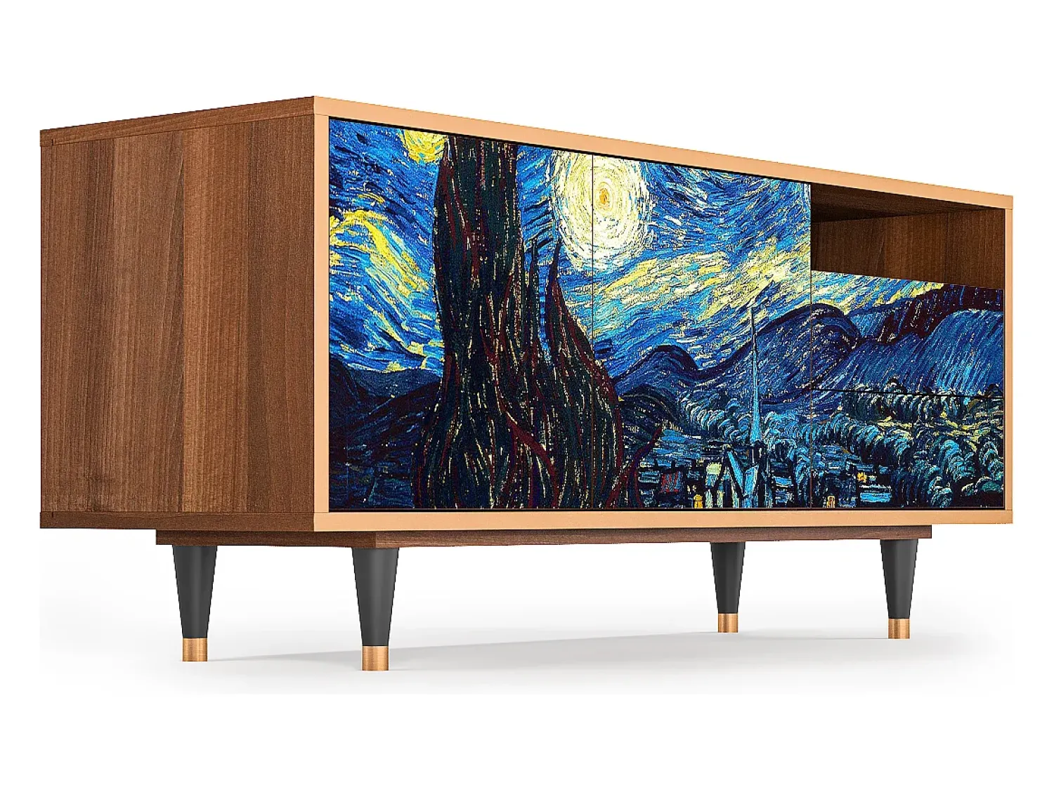 Móvel De Tv| Mueble de TV - 125х56х41 cm - T7 - The Starry Night , Nogueira Castanho