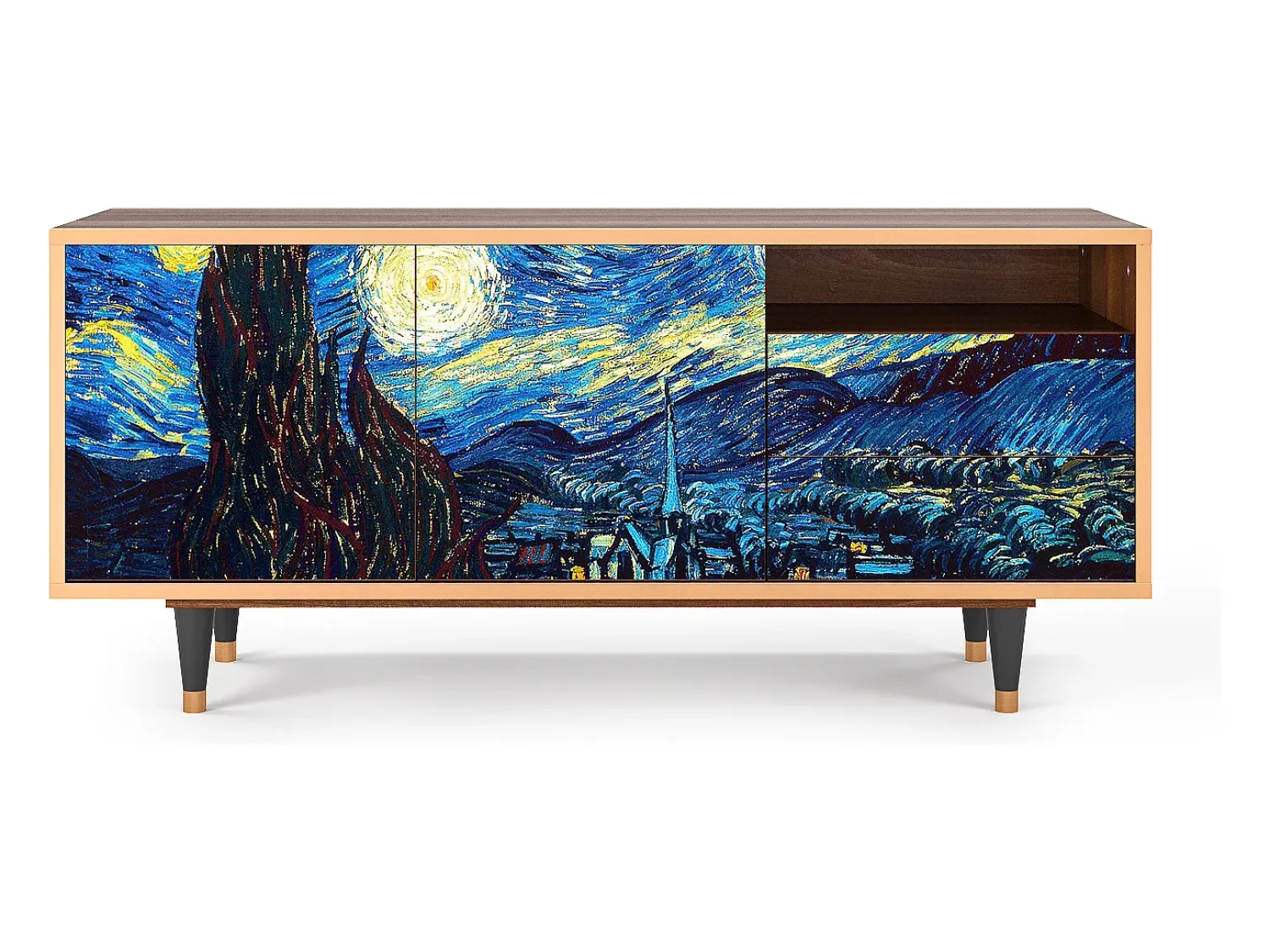 Móvel De Tv| Mueble de TV - 125х56х41 cm - T7 - The Starry Night , Nogueira Castanho