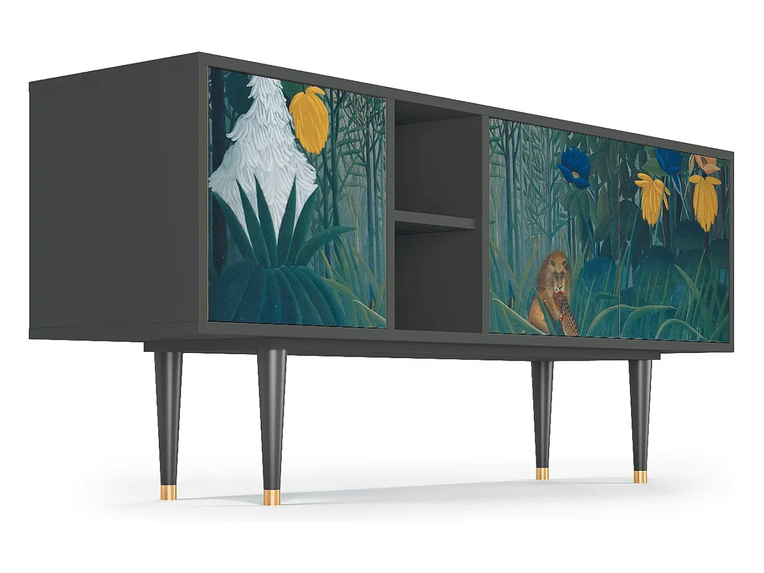 Móvel De Tv| Mueble de TV - 150х69х41 cm - T5 - The Repast of the Lion, Antracite Cinza antracite