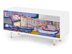 Hot Mueble de TV - 125х56х41 cm - T7 - The Port of Collioure , Branco Bege