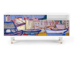 Hot Mueble de TV - 125х56х41 cm - T7 - The Port of Collioure , Branco Bege