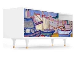 Hot Mueble de TV - 125х56х41 cm - T7 - The Port of Collioure , Branco Bege