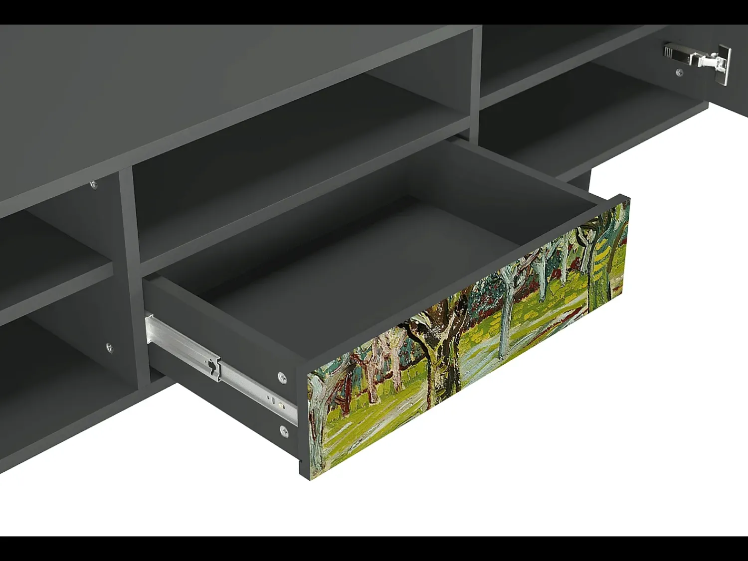 Discount Mueble de TV - 170х59х41 cm - T6 - The Branco Orchard, Antracite Cinza antracite