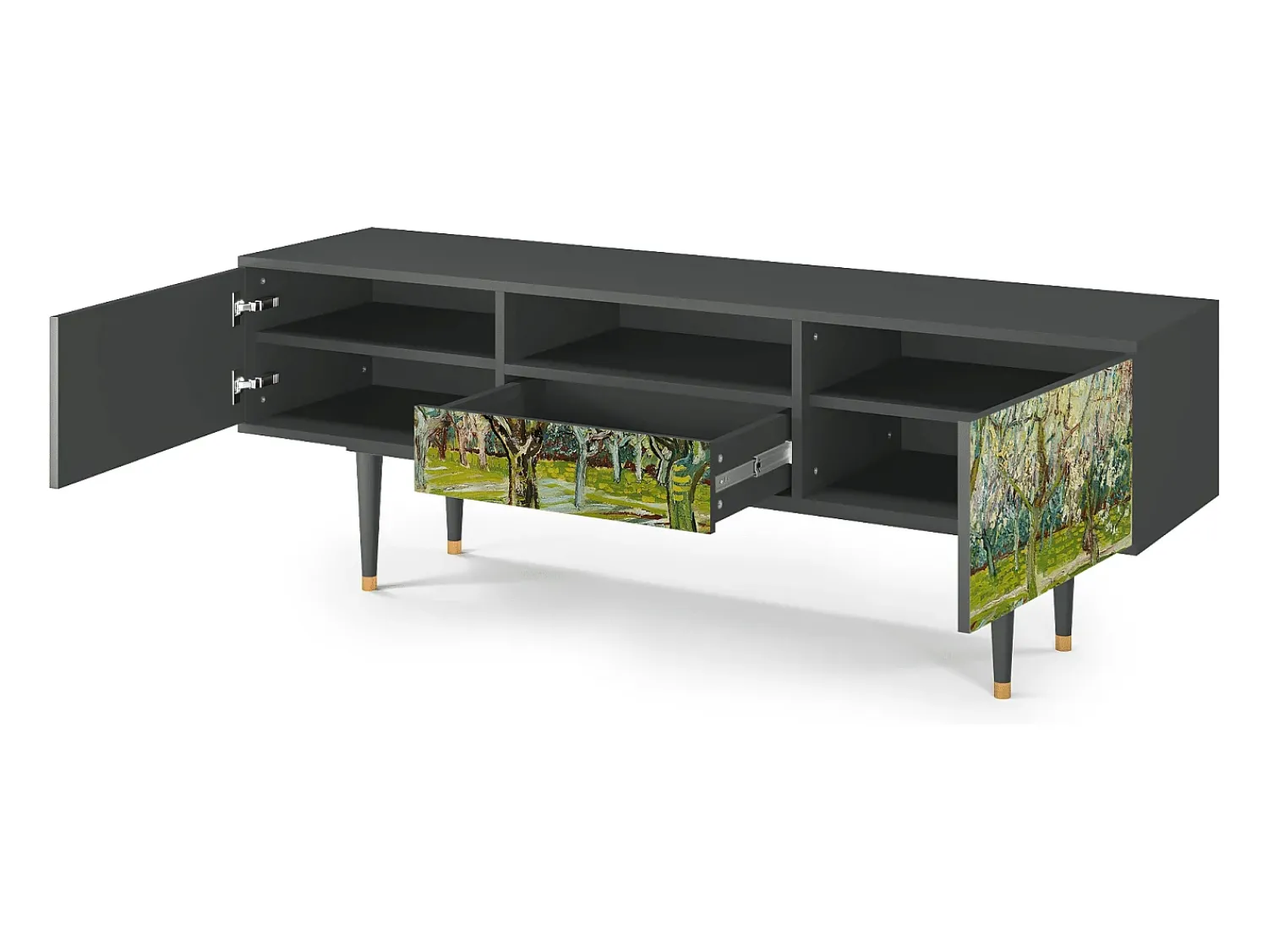 Discount Mueble de TV - 170х59х41 cm - T6 - The Branco Orchard, Antracite Cinza antracite