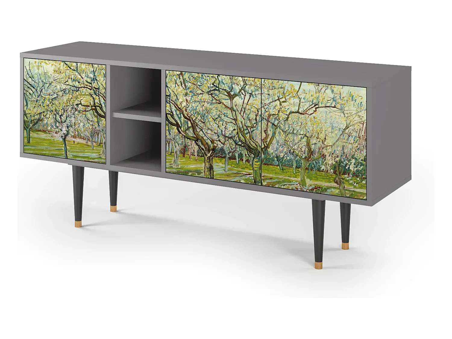 Mueble de TV - 150х69х41 cm - T5 - The Branco Orchard, Cinza^ Móvel De Tv