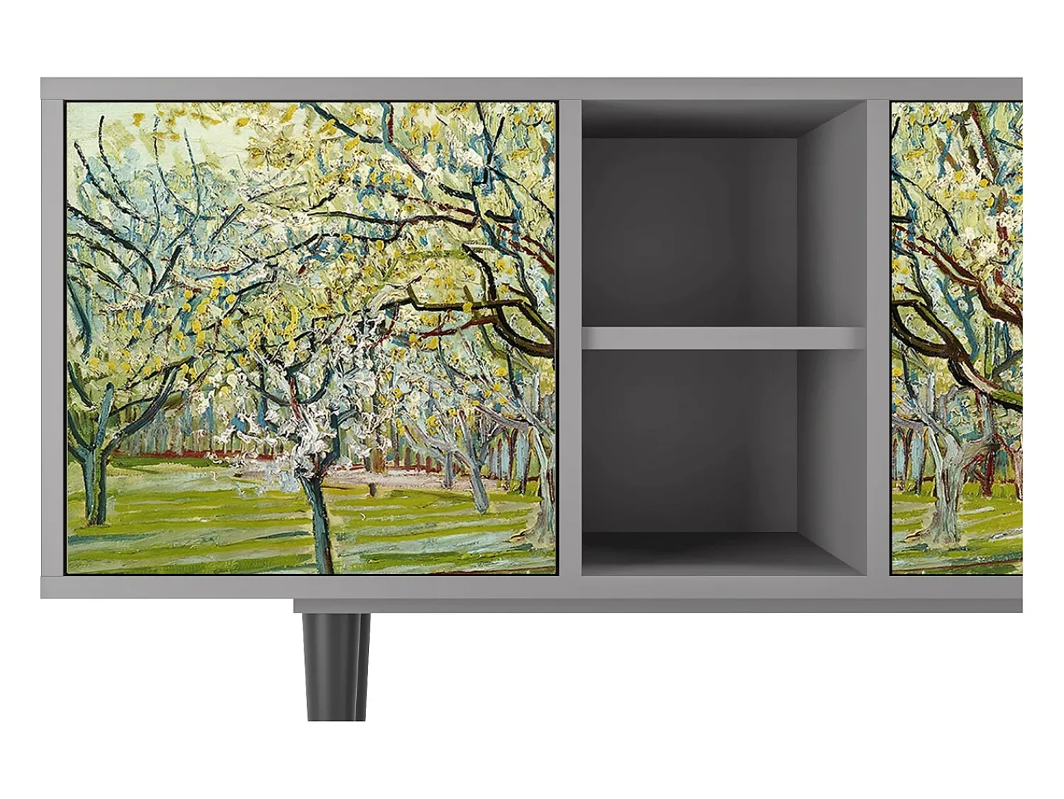 Mueble de TV - 150х69х41 cm - T5 - The Branco Orchard, Cinza^ Móvel De Tv