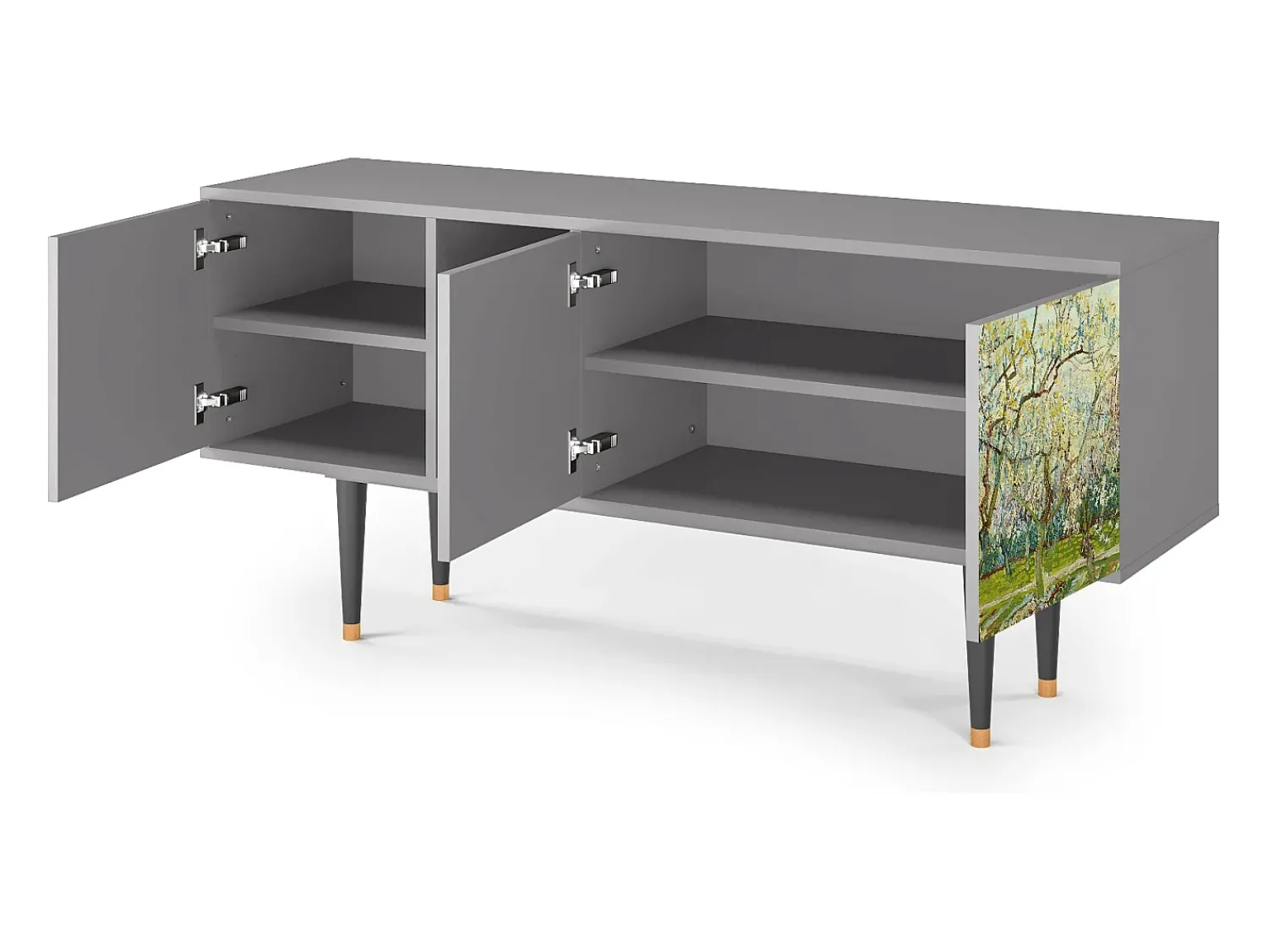 Mueble de TV - 150х69х41 cm - T5 - The Branco Orchard, Cinza^ Móvel De Tv