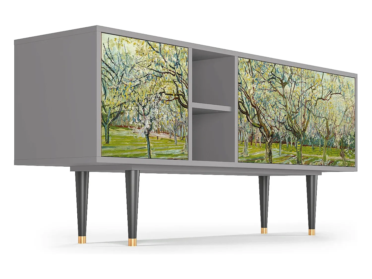 Mueble de TV - 150х69х41 cm - T5 - The Branco Orchard, Cinza^ Móvel De Tv