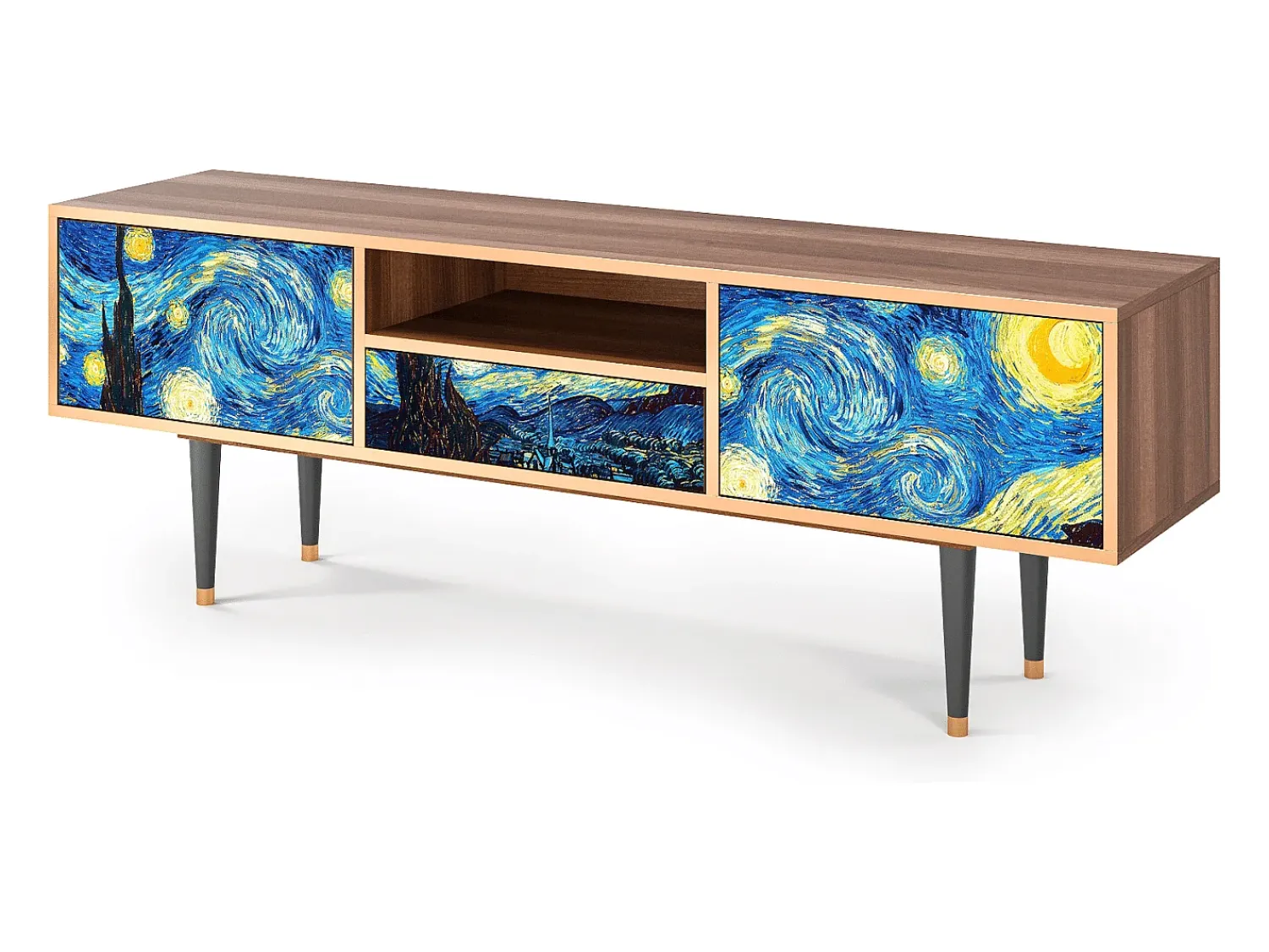 Móvel De Tv| Mueble de TV - 170х59х41 cm - T6 - The Starry Night , Nogueira Castanho