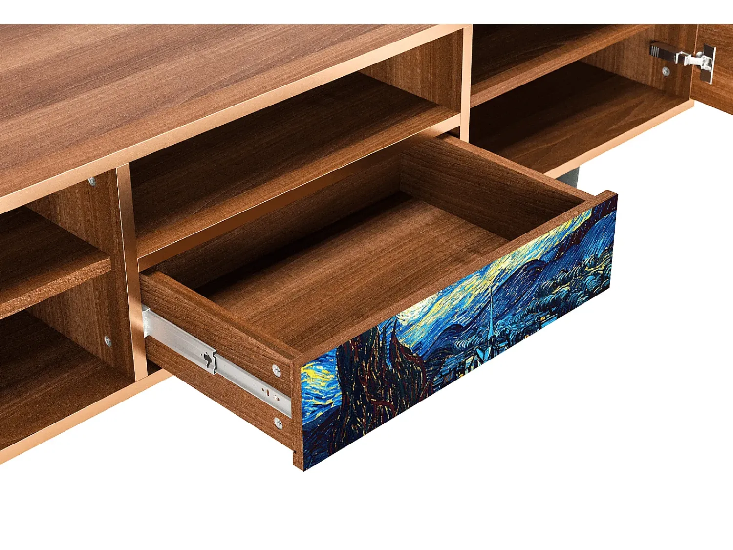 Móvel De Tv| Mueble de TV - 170х59х41 cm - T6 - The Starry Night , Nogueira Castanho