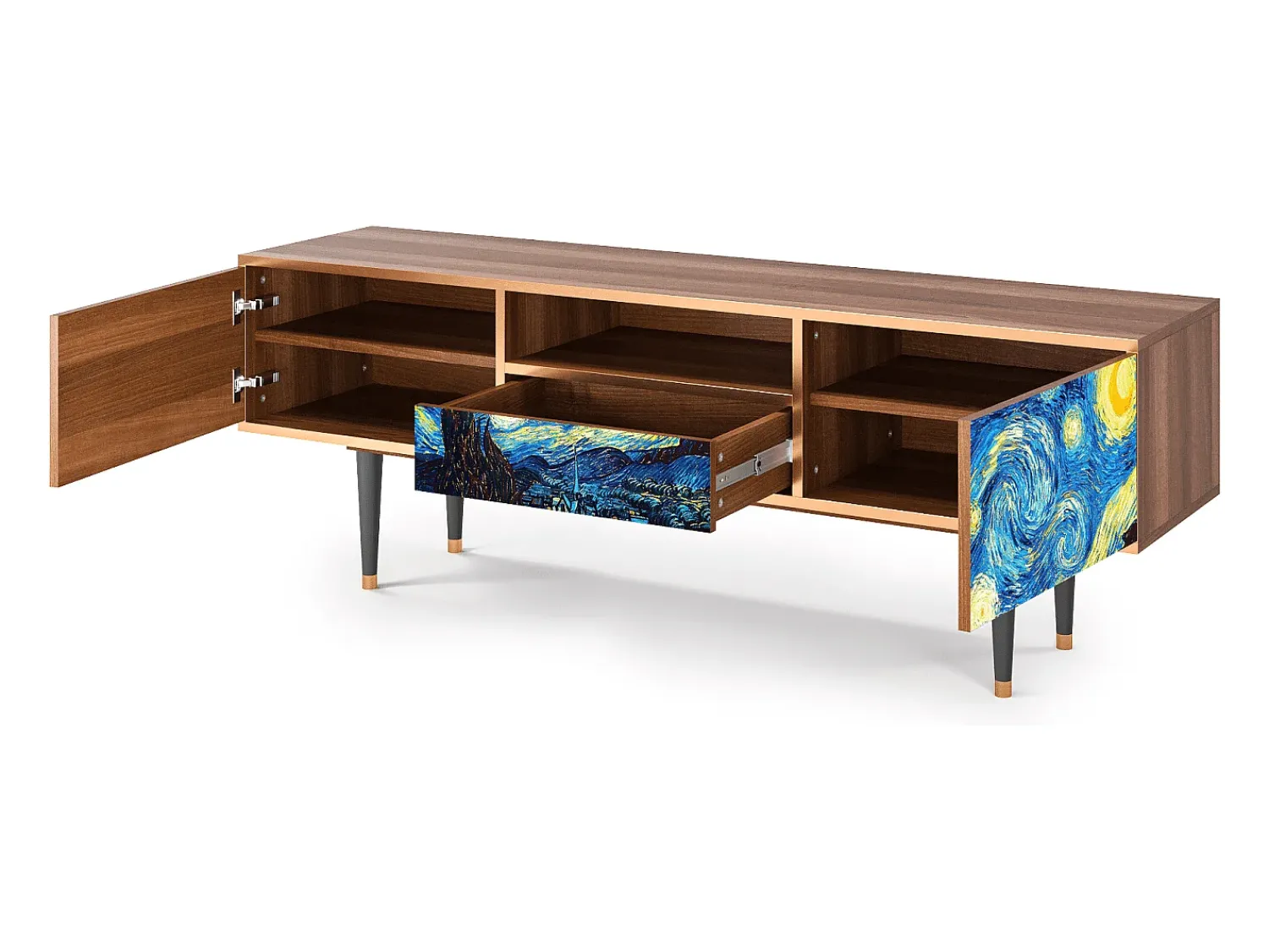 Móvel De Tv| Mueble de TV - 170х59х41 cm - T6 - The Starry Night , Nogueira Castanho