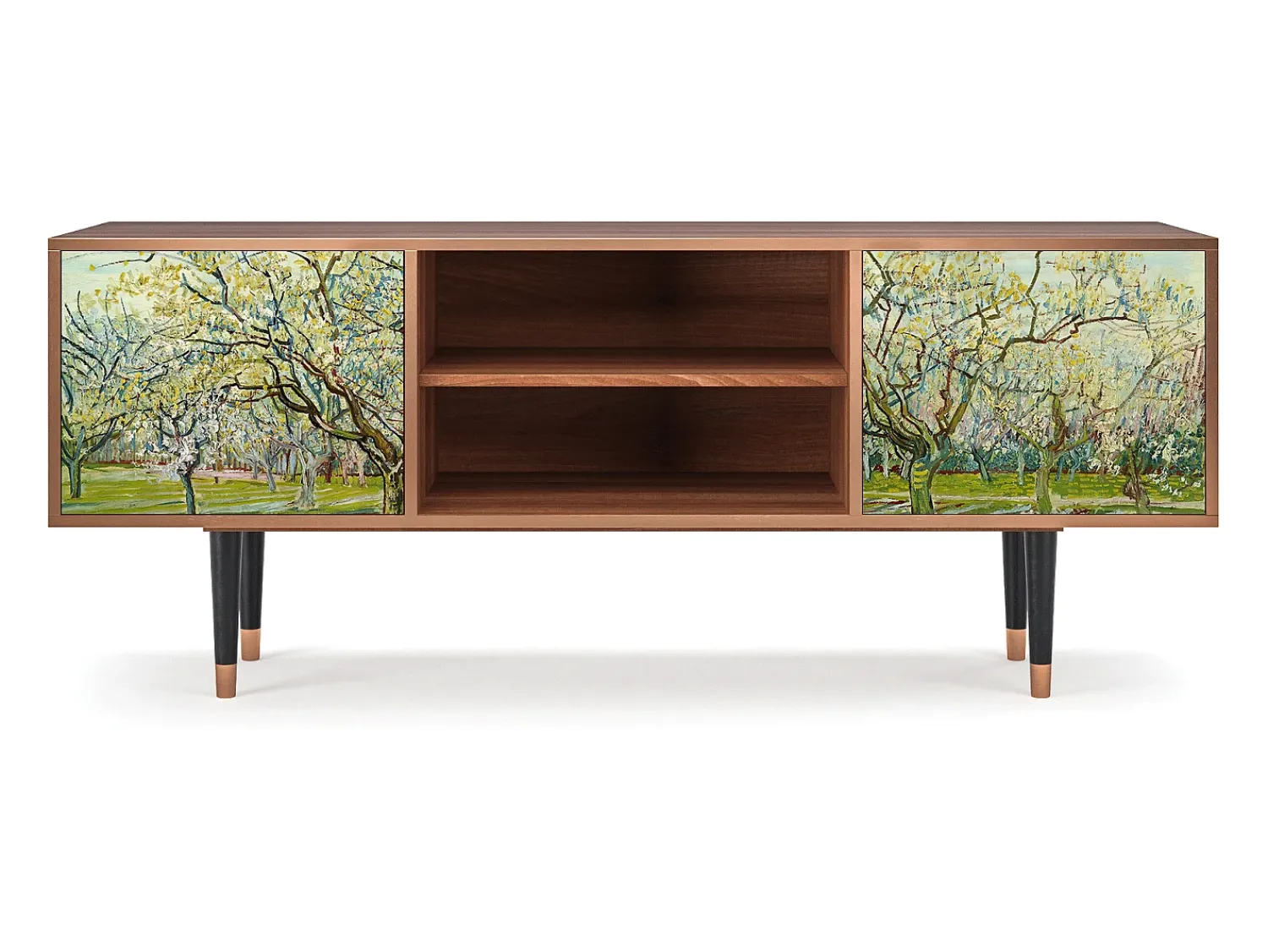 Móvel De Tv* Mueble de TV - 170х69х48 cm - T2 - The Branco Orchard, Nogueira Castanho